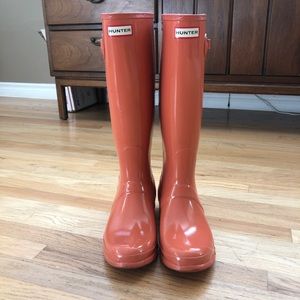 COPY - Hunter Tall Rain Boots - Gloss - Tangerine - Sz 11